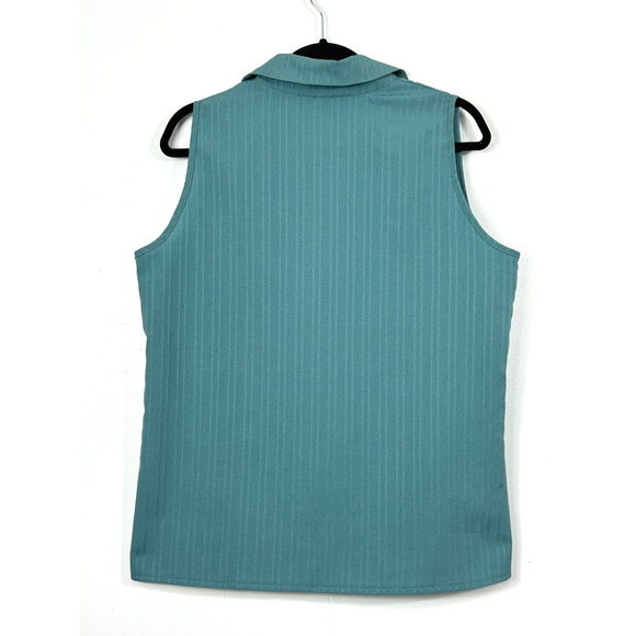 Unbranded Top Womens XLarge Teal Sleeveless Button-Up Collared Shirt Textured - Picture 6 of 9